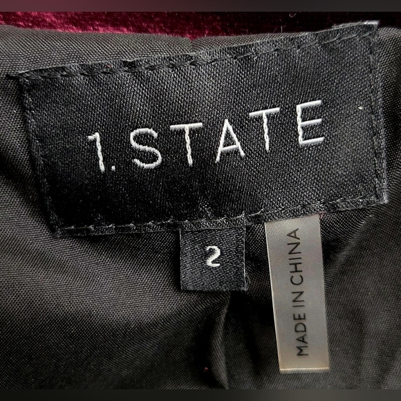 1. State Deep Burgundy Red Double-Breasted Velvet Blazer/Dress | Size 2 - Picture 3 of 3